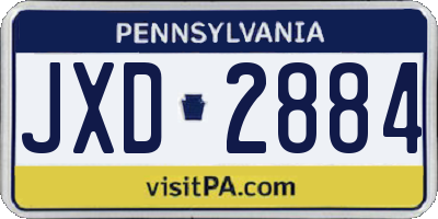 PA license plate JXD2884