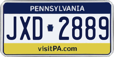 PA license plate JXD2889