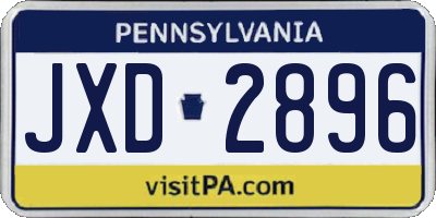 PA license plate JXD2896