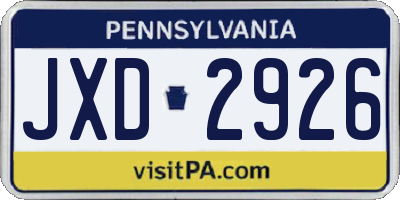 PA license plate JXD2926