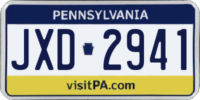 PA license plate JXD2941