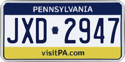 PA license plate JXD2947
