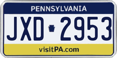 PA license plate JXD2953