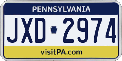 PA license plate JXD2974
