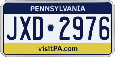 PA license plate JXD2976