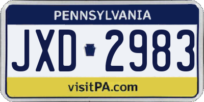 PA license plate JXD2983