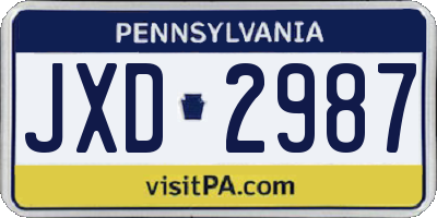 PA license plate JXD2987