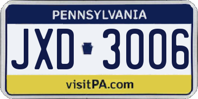 PA license plate JXD3006