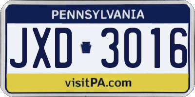PA license plate JXD3016