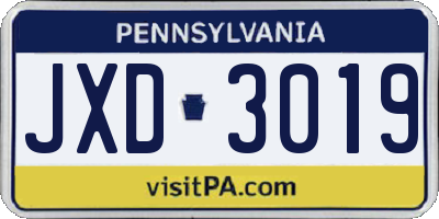 PA license plate JXD3019