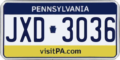 PA license plate JXD3036