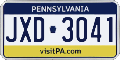 PA license plate JXD3041