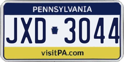PA license plate JXD3044