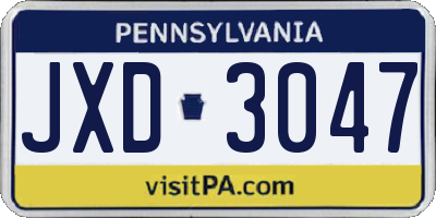 PA license plate JXD3047