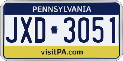 PA license plate JXD3051