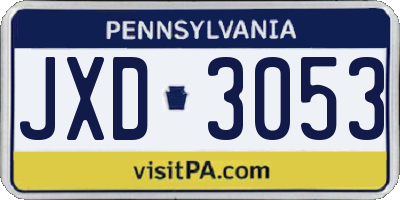 PA license plate JXD3053