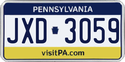 PA license plate JXD3059