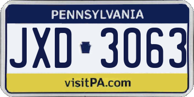 PA license plate JXD3063