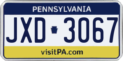 PA license plate JXD3067