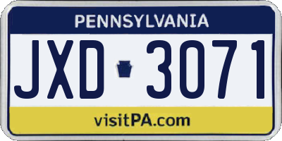PA license plate JXD3071