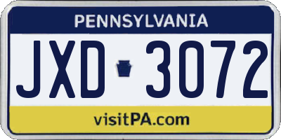 PA license plate JXD3072