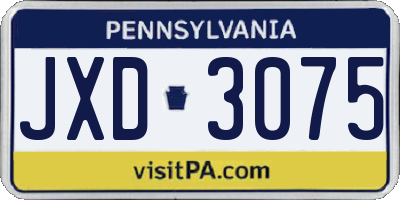 PA license plate JXD3075