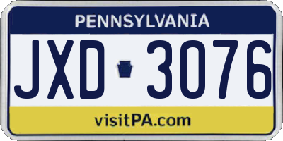 PA license plate JXD3076