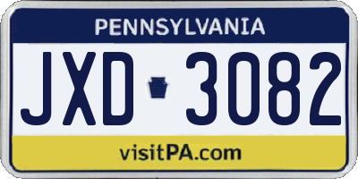 PA license plate JXD3082