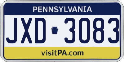 PA license plate JXD3083