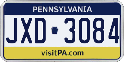 PA license plate JXD3084