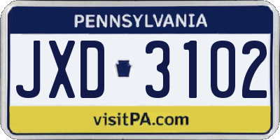 PA license plate JXD3102