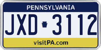 PA license plate JXD3112