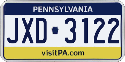 PA license plate JXD3122