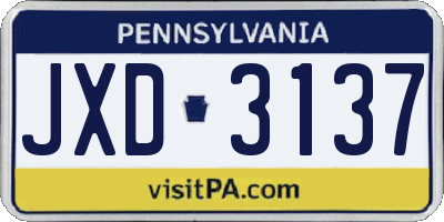 PA license plate JXD3137