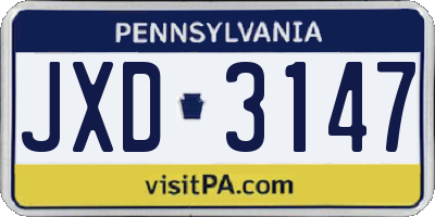 PA license plate JXD3147