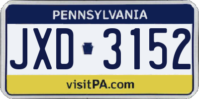 PA license plate JXD3152