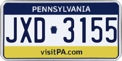 PA license plate JXD3155