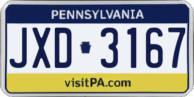 PA license plate JXD3167