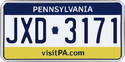 PA license plate JXD3171