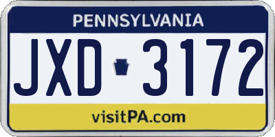 PA license plate JXD3172