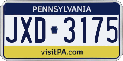 PA license plate JXD3175