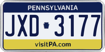 PA license plate JXD3177