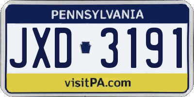 PA license plate JXD3191