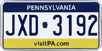 PA license plate JXD3192