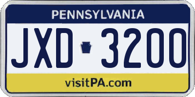 PA license plate JXD3200