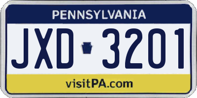 PA license plate JXD3201