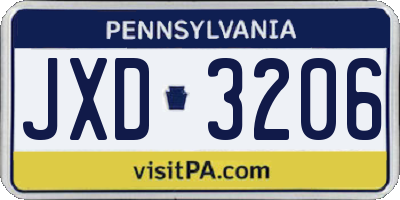 PA license plate JXD3206