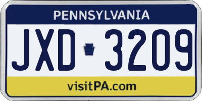 PA license plate JXD3209
