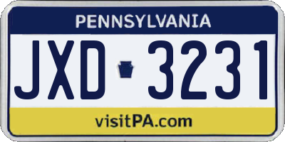 PA license plate JXD3231