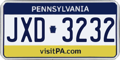 PA license plate JXD3232